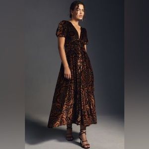 Anthropologie Burnout Velvet Dress